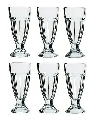 6x Milkshake Glasses Dessert Sundae Ice Cream Soda Tall American Style 300ml New • £19.99