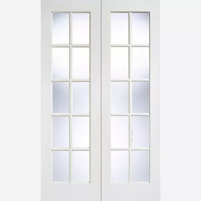 Internal GTPSA White Primed Rebated Pairs With Clear Bevelled Glass Doors • £164.99