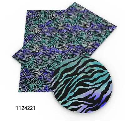 Zebra Print FAUX LEATHER SHEET 9  X 13  WHOLESALE PRINTED 1124221 Aqua Purple • $2.75