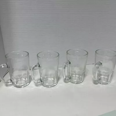 Set Of 4 Vintage Mini Mug Clear Glass 4” Kid’s Root Beer Mugs • $12.03