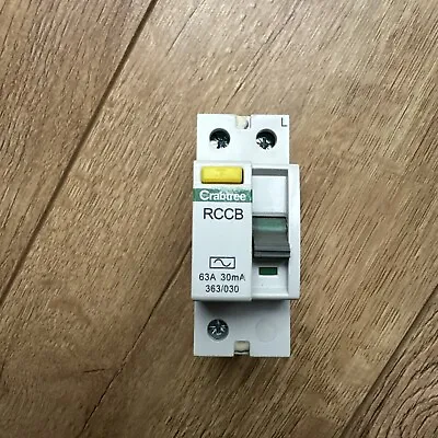 CRABTREE 63 AMP 30mA DOUBLE POLE RCCB RCD TYPE AC STARBREAKER 363/030 • £10