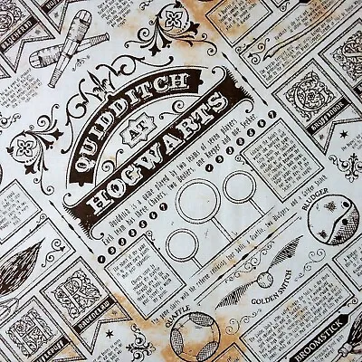 Harry Potter Quidditch Newspaper Taupe Cotton Fabric Per 50cm JK Rowling Snitch • £7