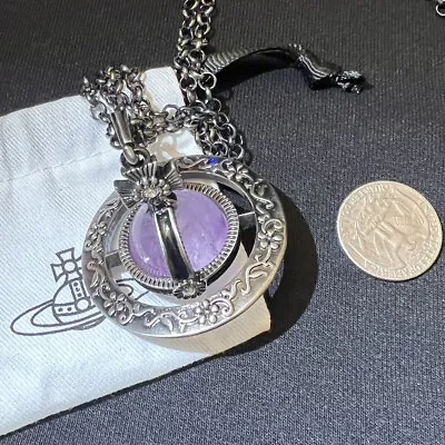 $107 • Buy Vivienne Westwood Purple Ornamental 3D Big Amethyst Orb Necklace Pendant