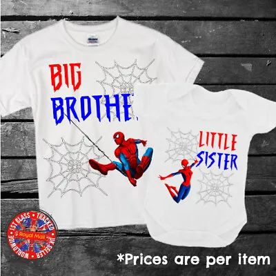 £9.99 • Buy Spiderman Big & Little Brother Sister Matching T-shirt Set Siblings Gift