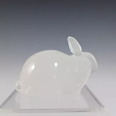 MARKED Hadeland Scandinavian Opaline Glass Rabbit Sculpture • £35