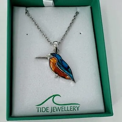 Kingfisher Paua Shell Necklace Pendant Tide Abalone Jewellery Gift Box • £17.50