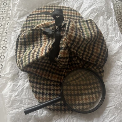 £4.95 • Buy Sherlock Homes Deerstalker Cap Hat Kids Magnifying Glass Super Sleuth Play