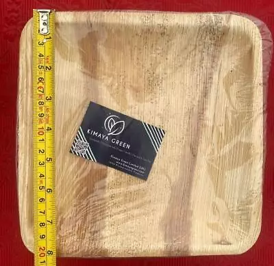 Bamboo Plates 8  Bamboo Environment Friendly Square Plates Kimaya Green 25 Pack • $15.91