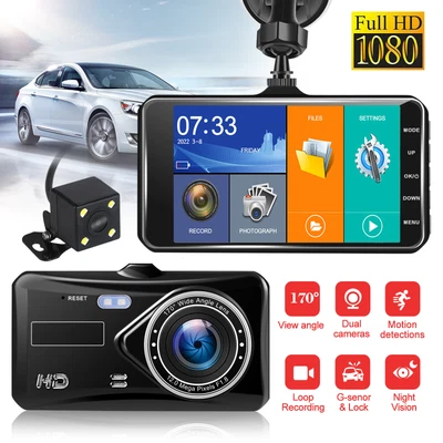 $36.99 • Buy Dash Camera Car Reversing Mirror Front And Rear Camera DVR Dual Cam Recorder 4 