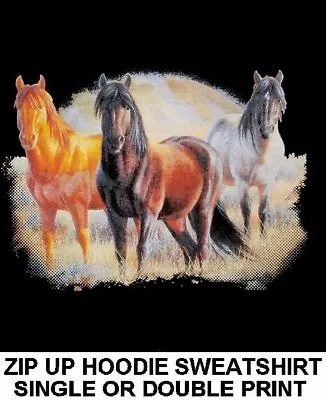 Mustang Quarterhorse Sorrel Chestnut Bay Dapple Grey Horse Zip Hoodie Sweatshirt • $49.99