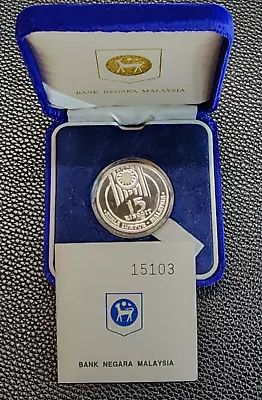 1989 Malaysia 15 Ringgit Silver Proof Coin - SEA Games - KM# 48 - UNC - # 31461 • $50.89