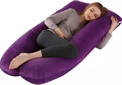 U Shaped Pregnancy Pillow 51  Full Body Pillow With Velvet Removable Cover Bed • $42.66