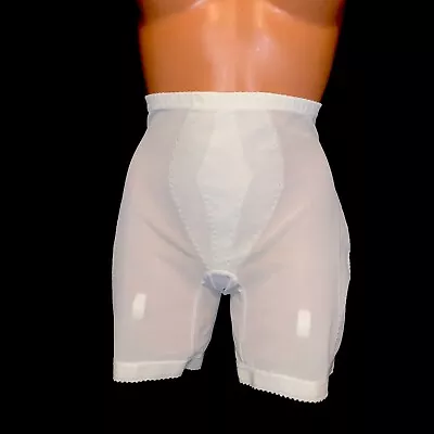 34 XL Vintage Long Leg Panty Girdle Garter Tabs Hi Waist White Splendor Form • $27.99