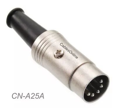 DIN 5-Pin Male Silver-Plated Contacts Metal Body Solder Type Connector CN-D25A • $6.99