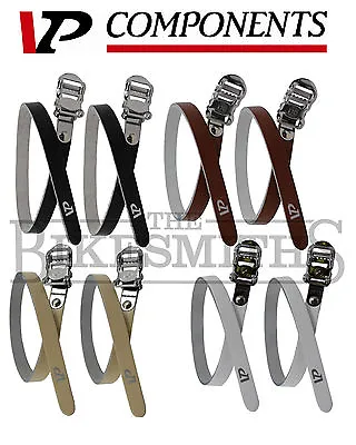 VP-715 Premium Leather Toe Straps Track Road Bike Fit MKS Pedal Clips AsstColors • $12.76