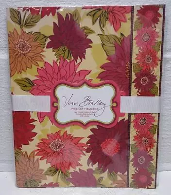 Vera Bradley POCKET FOLDERS SET OF 4 & Labels HELLO DAHLIA Flowers New & Sealed! • $18.95