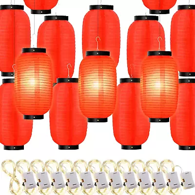 Set Of 48 Chinese Lantern Japanese Lantern Hanging Red Paper Lanterns Bulk Outdo • $63.51