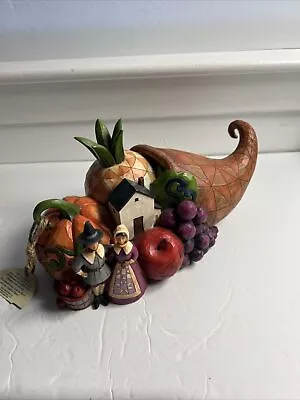 Jim Shore Feast From The Farm Harvest Cornucopia Figurine Pilgrims Pumpkin 2017 • $55.93