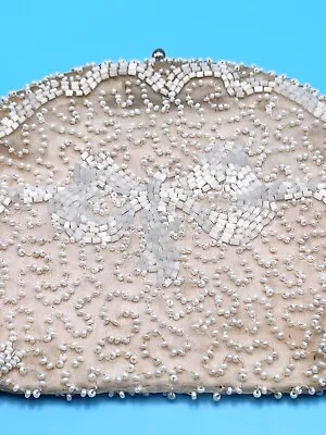 Vintage Carson Pirie Scott & Co White Beaded Purse Clutch See Description￼ • $7.99