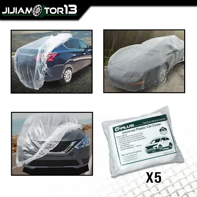 5 Pack Universal Clear Plastic Disposable Car Cover Temporary Rain Dust Garage • $26.14