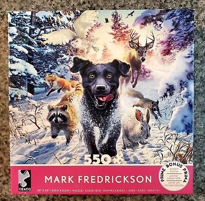 NEW Ceaco Mark Fredrickson WINTER BLACK LAB RACCOON RABBIT DEER 550 Piece Puzzle • $8.95