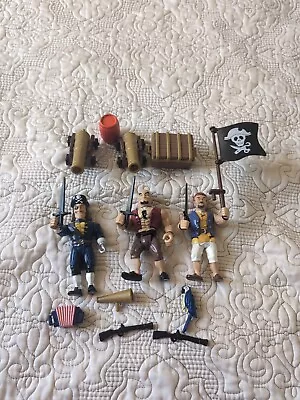 Vintage Pirate Action Figures Unbranded Lot Of 3 Figures And Accessories Chest  • $18