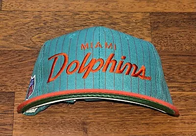 VTG Miami Dolphins Script Pinstripe Sports Specialties The Pro Snapback Hat 90s • $99.99