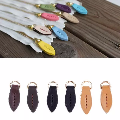 3 Sets PU Leather Zipper Tags Pull Tab Leaf Shape Wallet Purse Replacement • $15.40