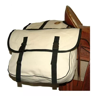 Natural Canvas Deluxe Saddle Bag/Horse Tack/Made In U.S.A./Large Compartments • $44