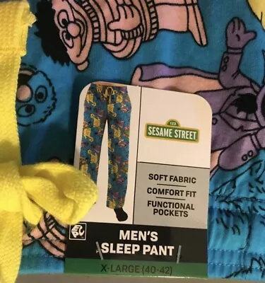 Sesame Street Lounge Pants Big Bird Oscar Elmo The Count Pajama Men's XL NEW! • $12