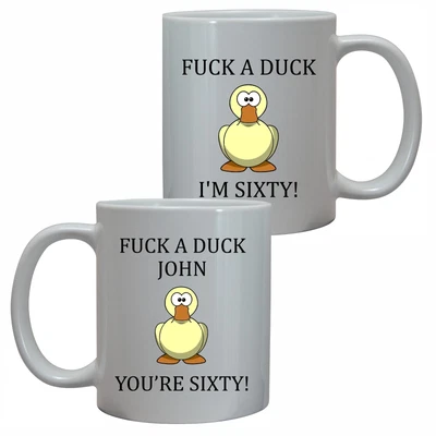 Personalised 60th Birthday Mug Fuckaduck Duck Rude Funny Gift For Him Her Age 60 • £10.95