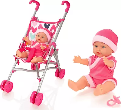 Molly  Dolly  My  First  Dolls  Pram &  Doll  Set -  Girls  Toy  Doll  Stroller  • £28.78