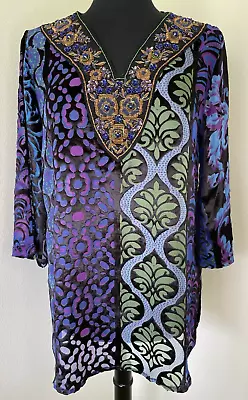 Soft Surroundings Purple Beaded Sequin Vistosa Tunic Size: Petite Medium  New! • $74.99