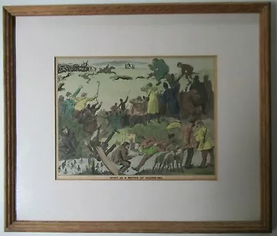 Antique Woodcut Engraving HARRY FURNISS Satirical Sport Hare Coursing Framed • £45