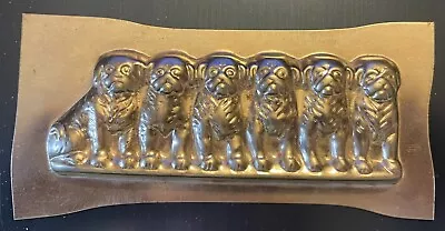 Vintage Metal Chocolate Candy Mold 6 Pug Dogs Sitting In A Row Very Cute SCARCE! • $30