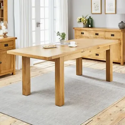 Hereford Rustic Oak Large Extending Dining Table 1.7m-2.2m Seats 6 To 8 CO-17BET • £649