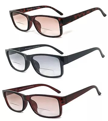 1 Or 2 Pairs Retro Square Frame Men Women Tinted Lens Bifocal Reading Sunglasses • $8.99