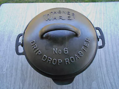 Wagner Ware #6 Cast Iron Drop Drop Round Roaster Dutch Oven 1266 Hard To Find • $350