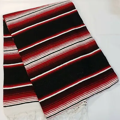 Serape Mexican Blanket Seat Cover Biker Lowridermotorcycle  Black Red White XL  • $29.95