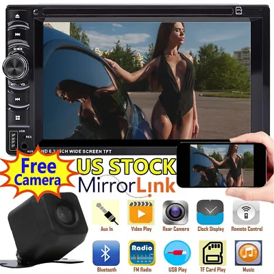 DVD CD Player Double 2 Din Stereo Radio Bluetooth Head Unit Mirror Link-GPS+Cam • $100.85