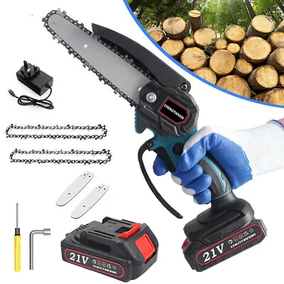 6inch 4000W Mini Cordless Chainsaw Electric One-Hand Saw Wood Cutter + Battery • £18.99