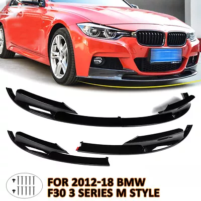Front Splitter Bumper Lip For 2012-2018 BMW 3 Series F30 M Sport Glossy Black • $79.19