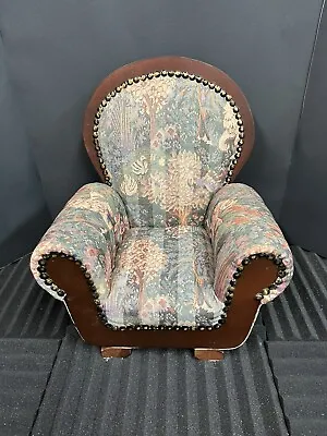 Vintage Salesman Sample Upholstered Small Arm Chair Child Doll Cushion 14”x12”x8 • $24.99