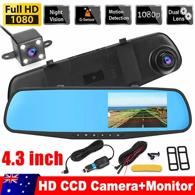 $29.39 • Buy 1080P Dash Camera Rear View Car Cam Reversing Mirror Front And Rear DVR Recorder