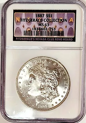1887 Morgan Dollar NGC MS 63 Fitzgerald Collection Sale NO RESERVE ! • $69