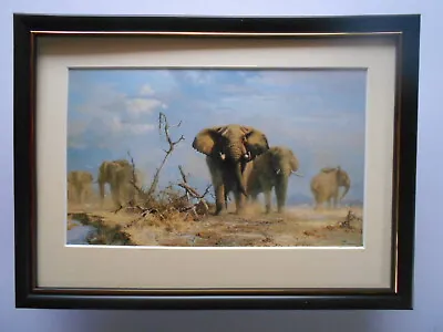 David Shepherd Print 'The Welcome Storm' Elephants FRAMED • £23