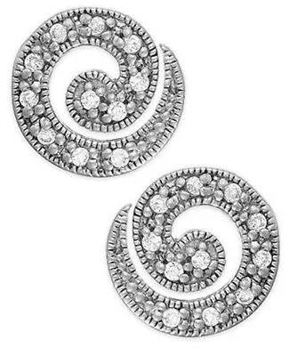 B. Brilliant Sterling Silver Cubic Zirconia Swirl Stud Earrings (1/5 Ct. T.w.) • $15.99