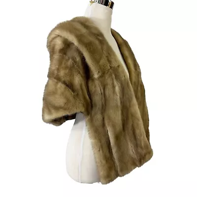 Mink Stole Light Taupe Fur One Size Collar Pockets Vintage 1950s Babin Furs • $99.99