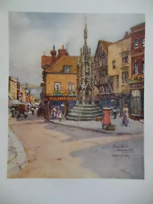 £7.99 • Buy Original Edwardian 1909 HAMPSHIRE Print Of Winchester High Street - Wilfrid Ball
