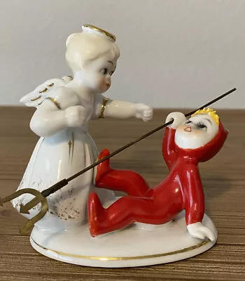 Vintage 1950’s Porcelain Figurine Angel & Devil; Lefton Japan HTF Retired! • $150